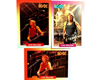 ACDC Cliff Williams 1991 Trading Card Collection (3 Cards)