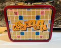 Scrabble 4.5 by 5 Empty Tin Storage 1997 Metal Container