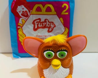 Orange Furby 1998 Happy Meal Toy with Packaging