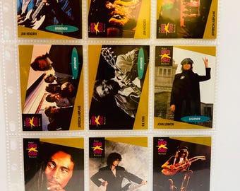 Nine Trading Cards (#10-18) Bob Marley, Jefferson Airplane, Jimi Hendrix