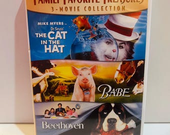 Family Favorites 3 Movies Preowned DVD, The Cat in the Hat, Babe, Beethoven (2007)