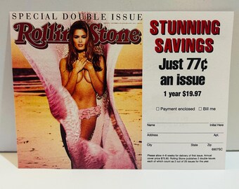 Rolling Stone Magazine 4x6 Postcard Vintage, Cindy Crawford, Arts & Crafts, Scrapbooking