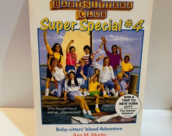 BabySitters Club #4 Baby-sitters' Island Adventure! with POSTCARD, Super Special (1990) Paperback, FIRST EDITION