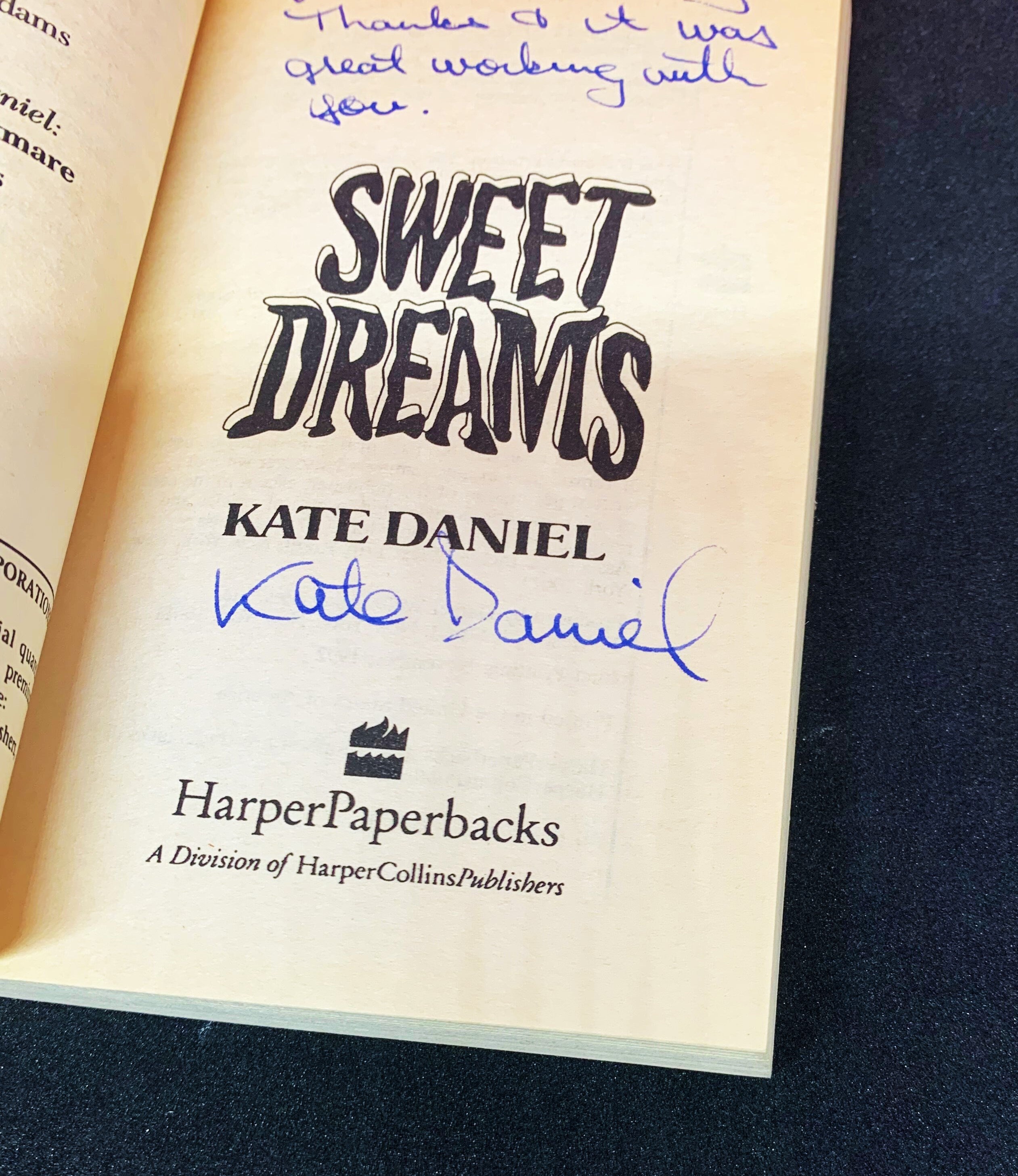 Autographed Sweet Dreams by Kate Daniel (1992 1st Edition)