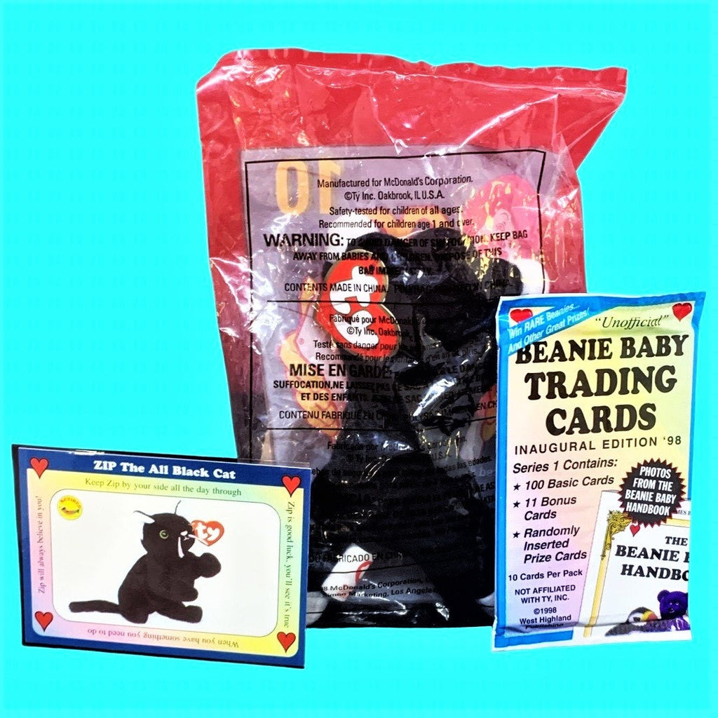 Zip the Cat Beanie Baby (1998) Sealed with Trading Pack