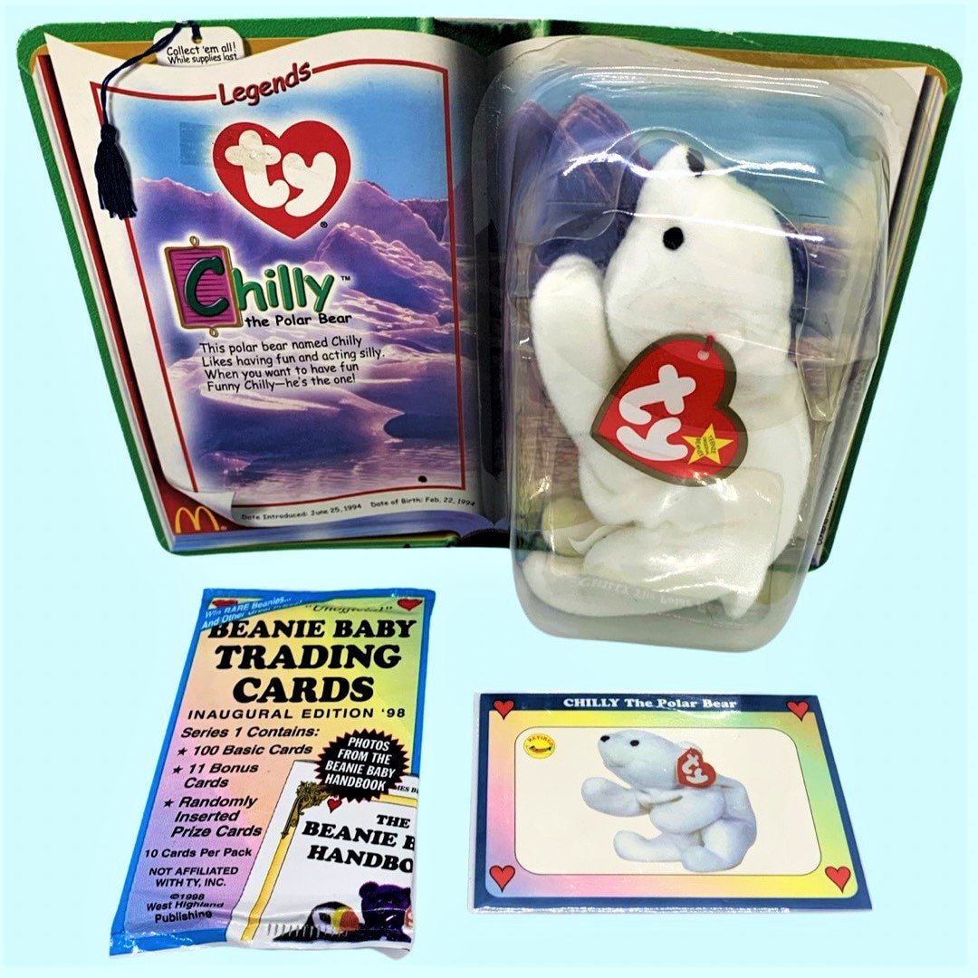 Chilly the Polar Bear Beanie Baby (2000) with Trading Card & Sealed Pack