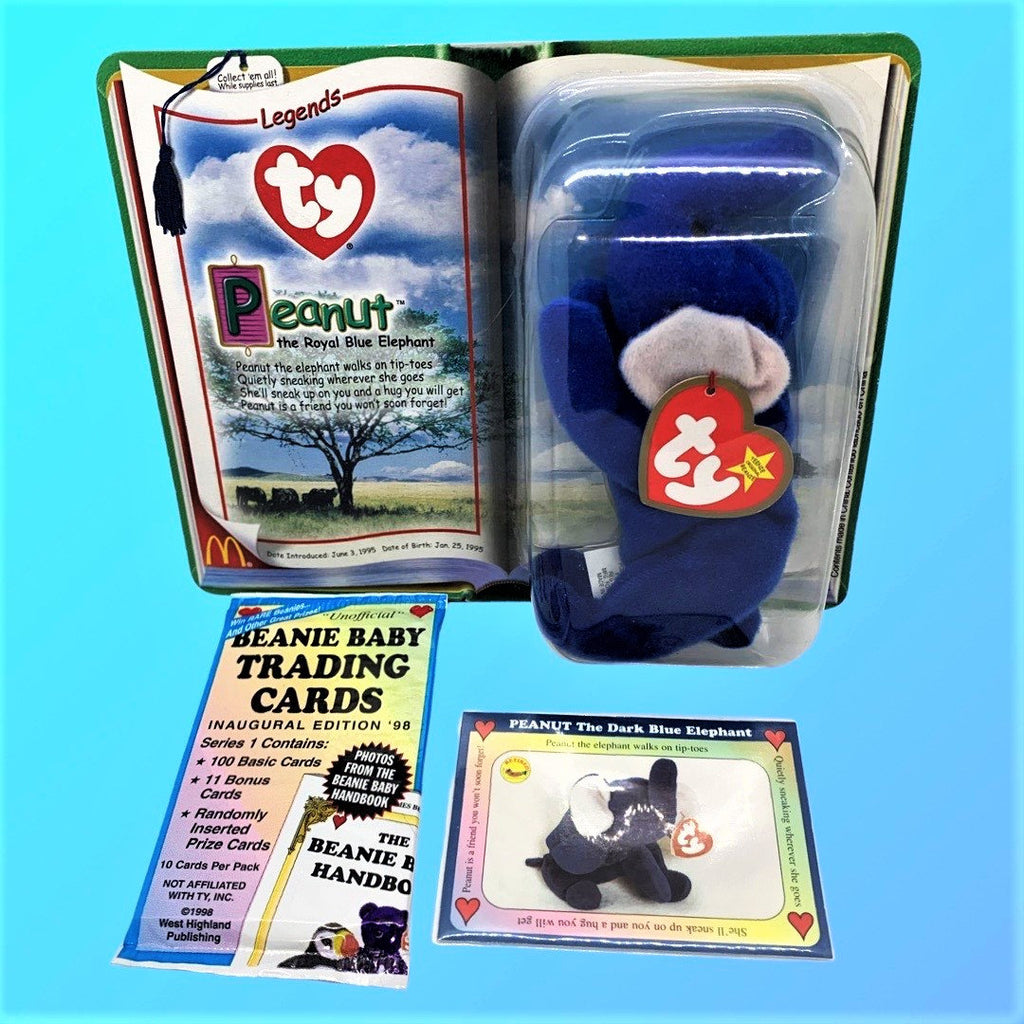 Peanut the Elephant Beanie Baby Gift Set (Year 2000) with Trading Card & Sealed Pack