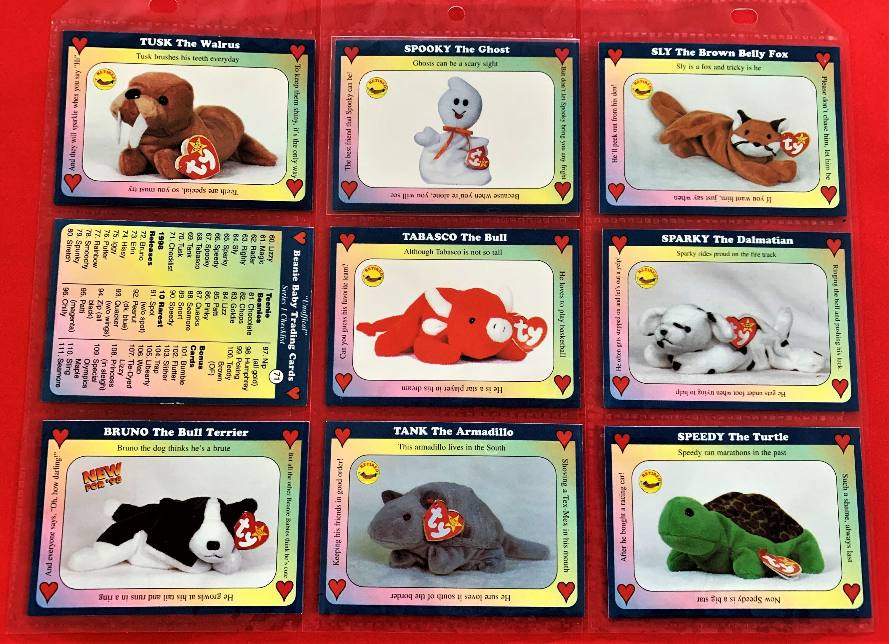 Beanie Baby (1998) Inaugural Edition Trading Cards - Choose One #55 to #111
