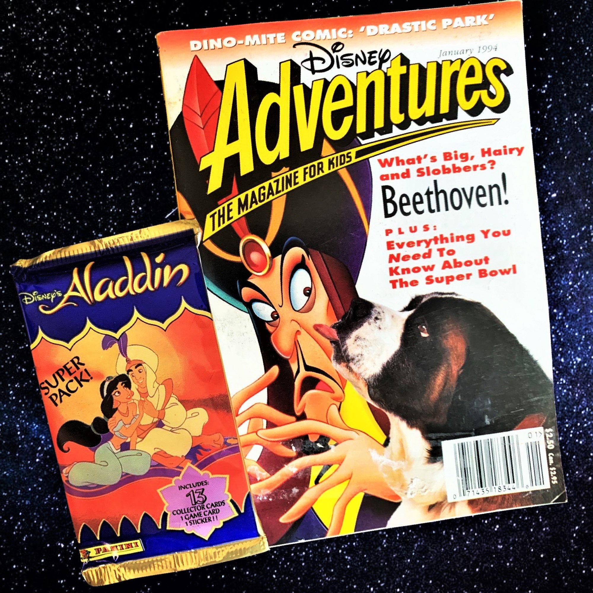 January 1994 Disney adventure magazine, 90s nostalgia, Vintage, Birthday Gifts, Trading Card Pack, Aladdin