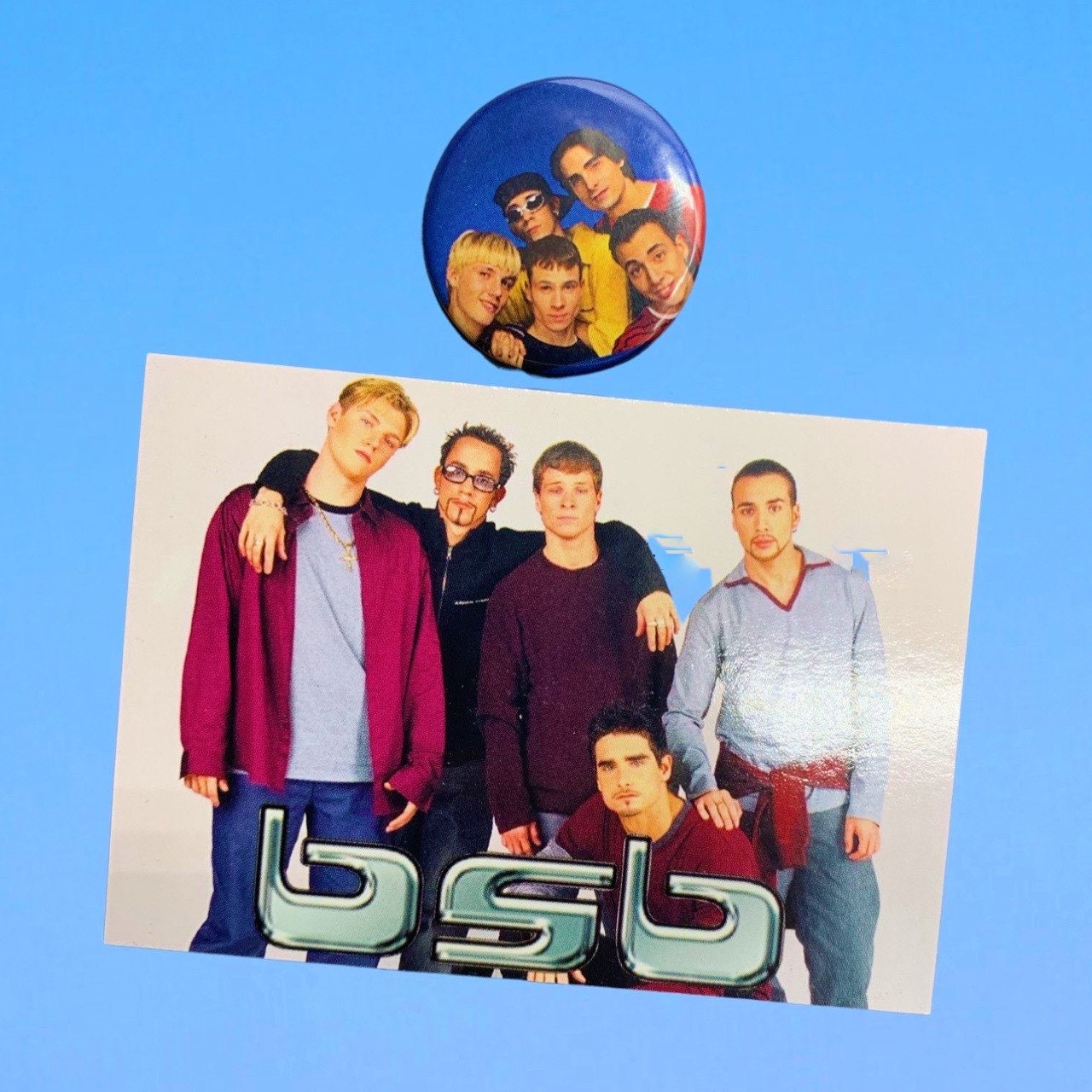 Backstreet Boys 1.25 Inch Pinback Button with Trading Card (2000)