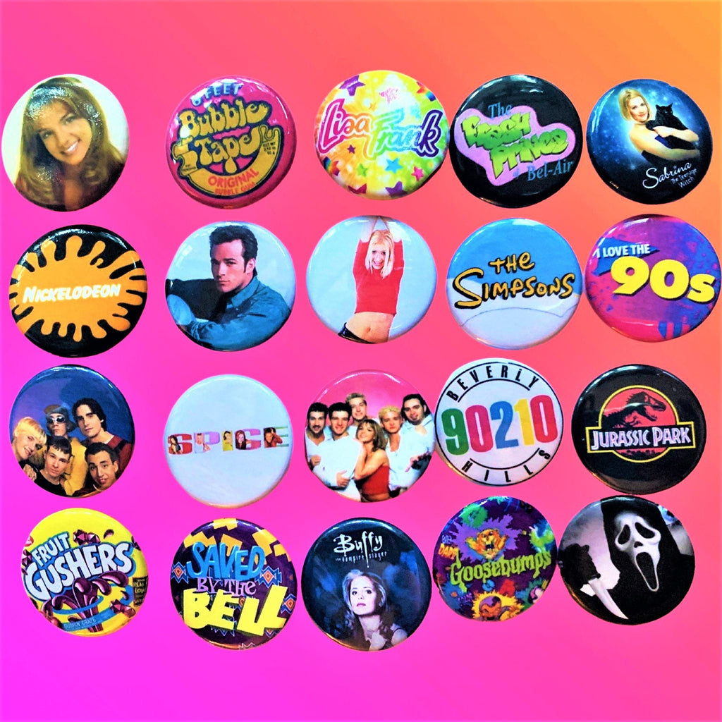 Mystery Scoop of 90's themed Buttons, Party Favors