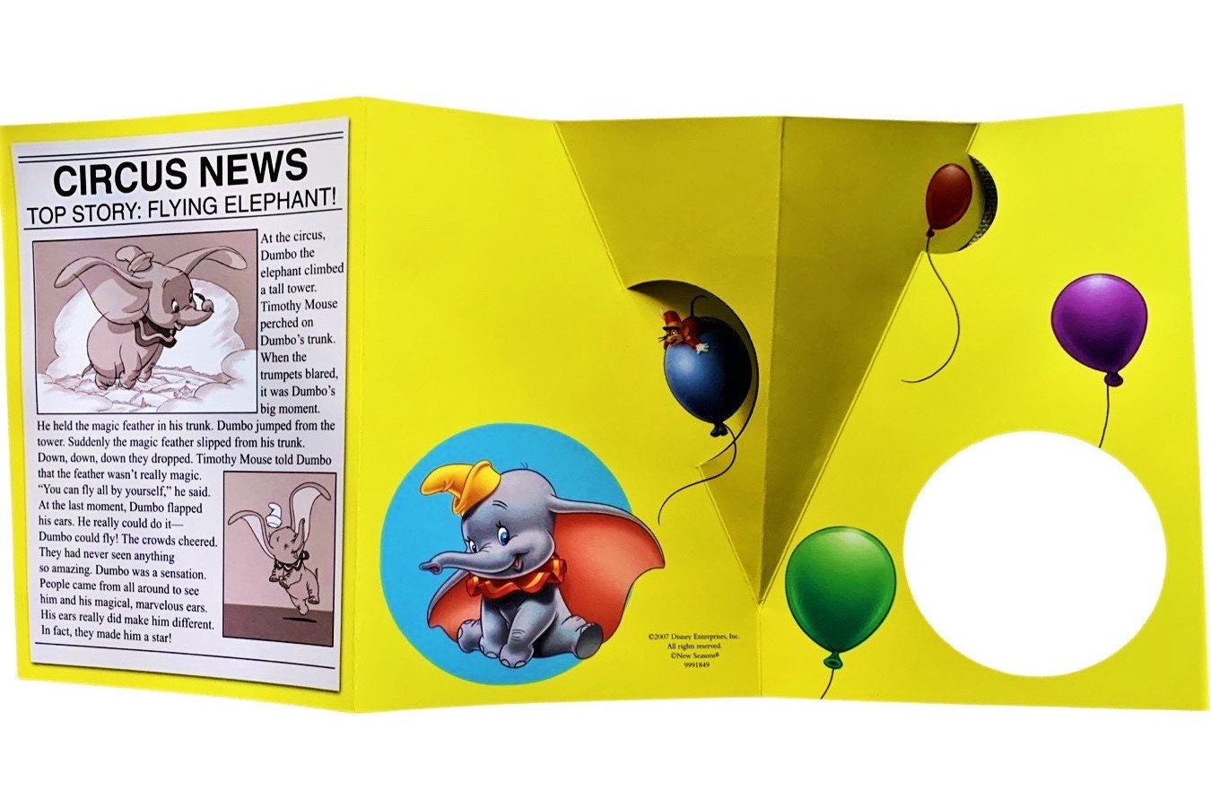 Birthday Card Dumbo with Disney Trading Card Pack (1992)