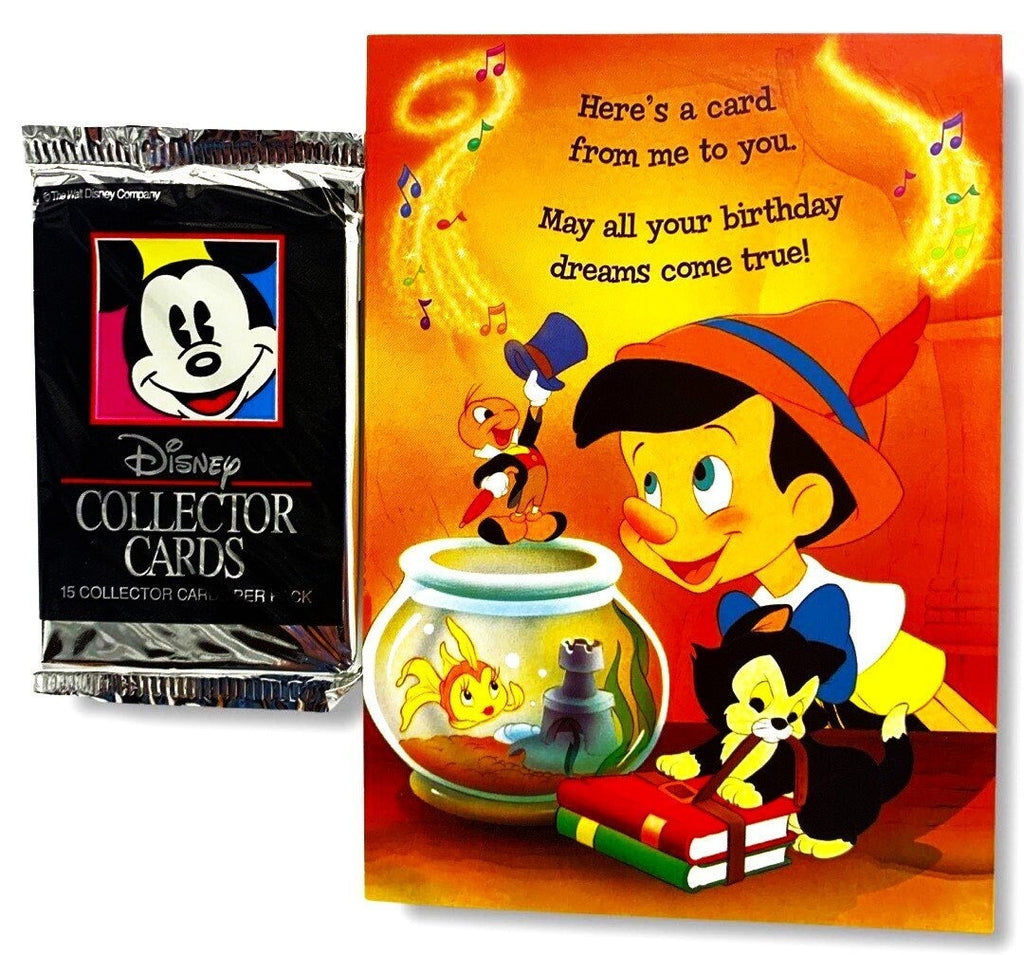 Birthday Card Pinocchio with Disney Trading Card Pack (1992)