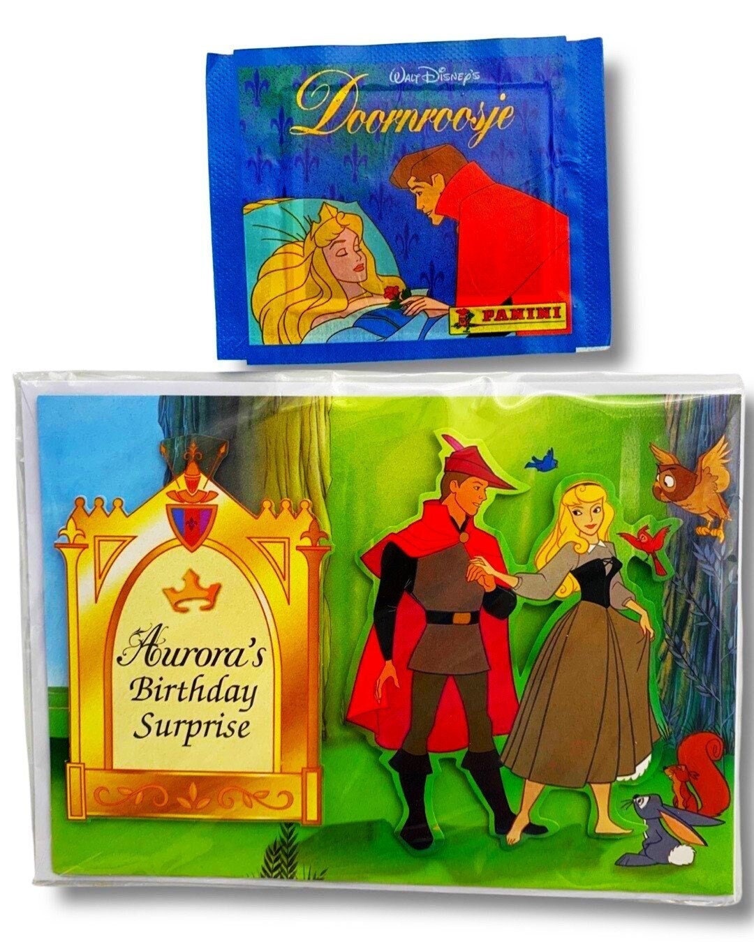 Birthday Card Sleeping Beauty with Sticker Pack (1998)