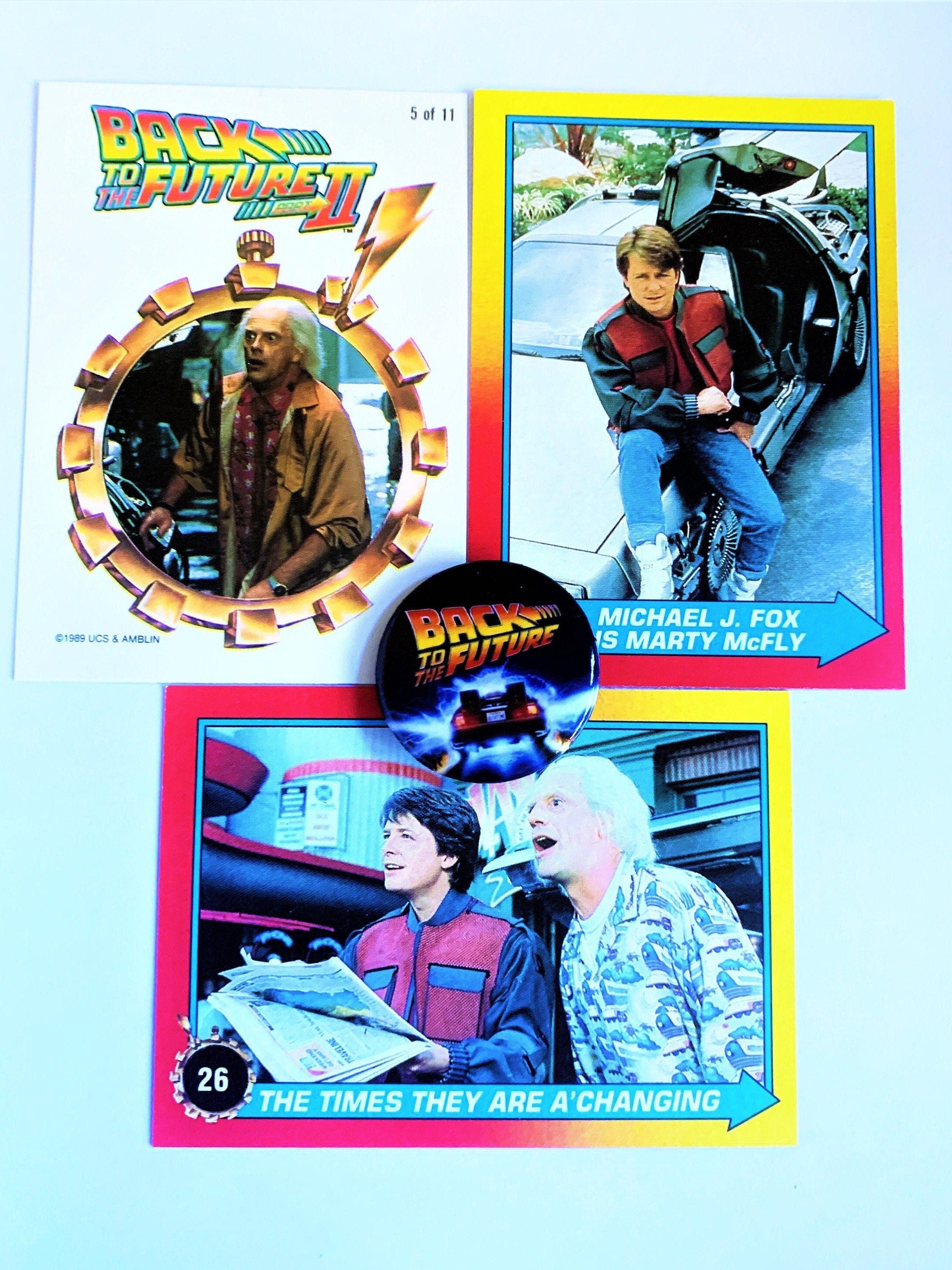Back to the Future Button & Random Chosen Card, 80s Party favors, Gift ideas, 80s pins