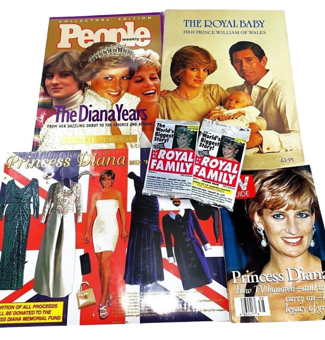 Princess Diana Collections - Choose One, Magazine, Book or Trading Card Pack, Princess of Wales, King Charles, Prince William, Prince Harry