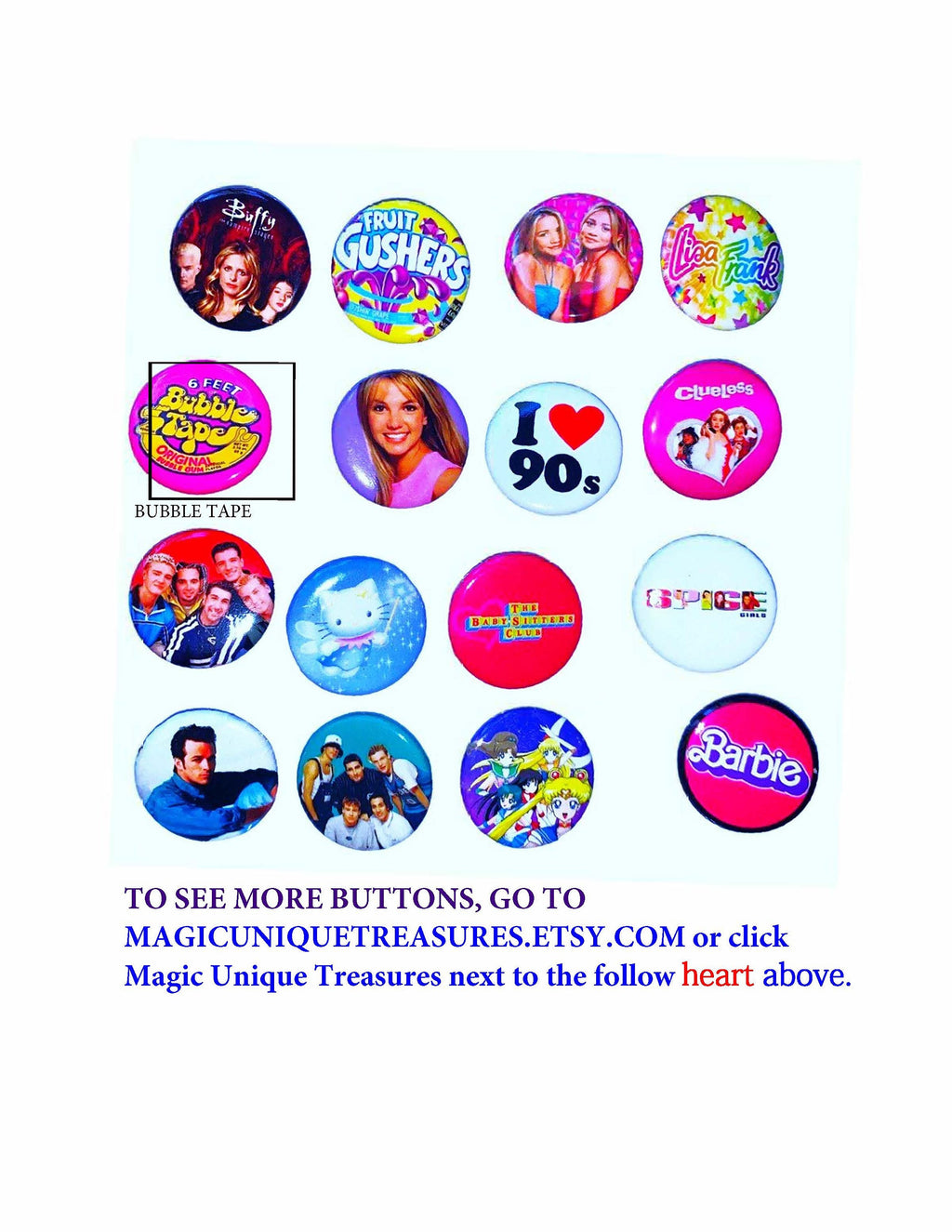 90s style Pinback buttons (Choose One) 90s pins, 90s party favors