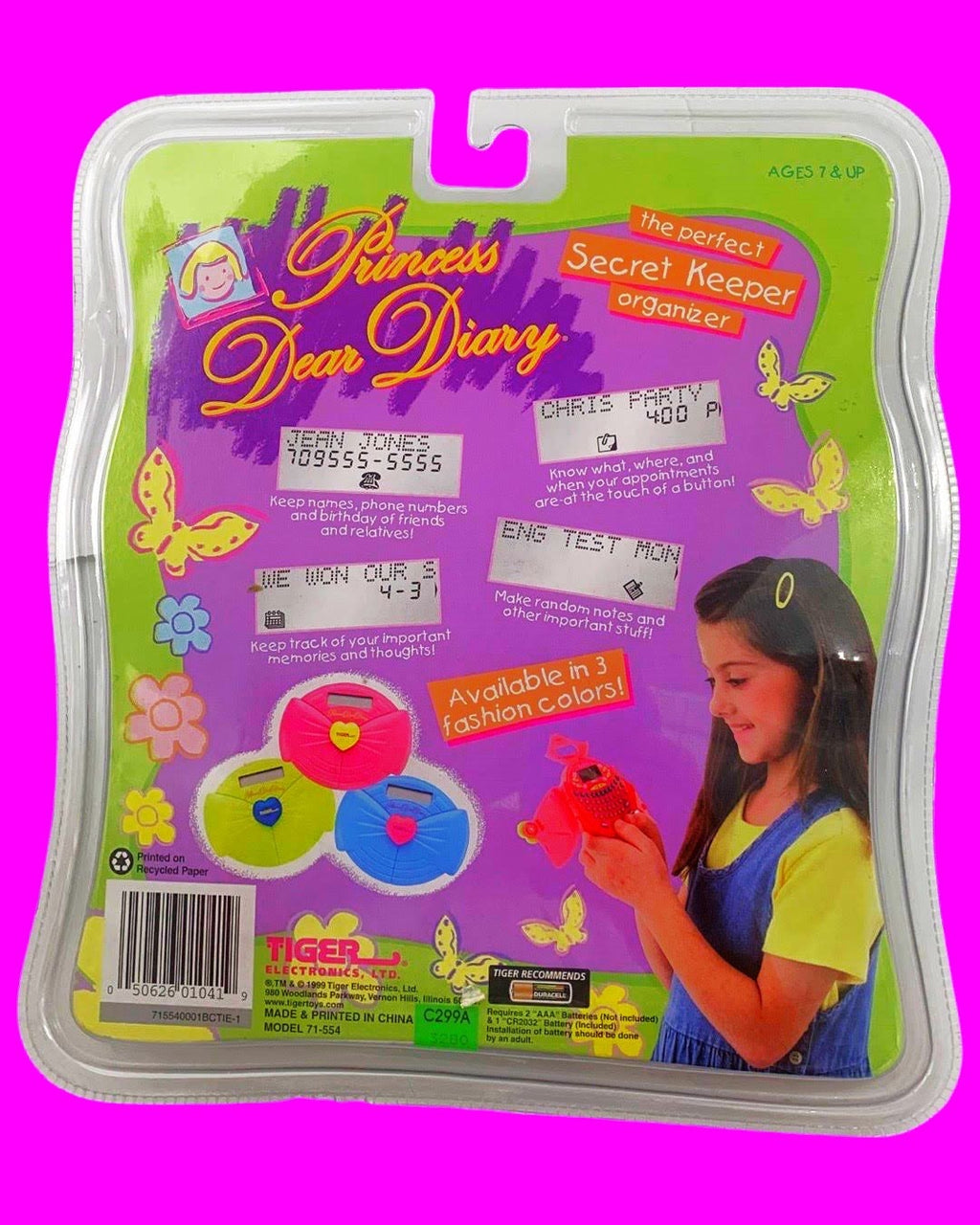 Princess Dear Diary Handheld - Tiger Electronics (1999) Sealed BLUE, Nostalgia Toys