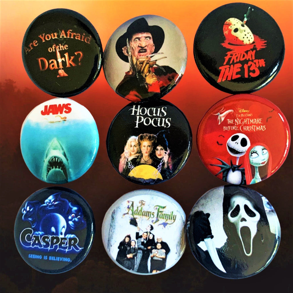 Spooky 90's Themed Buttons, Halloween buttons, 90s Kids
