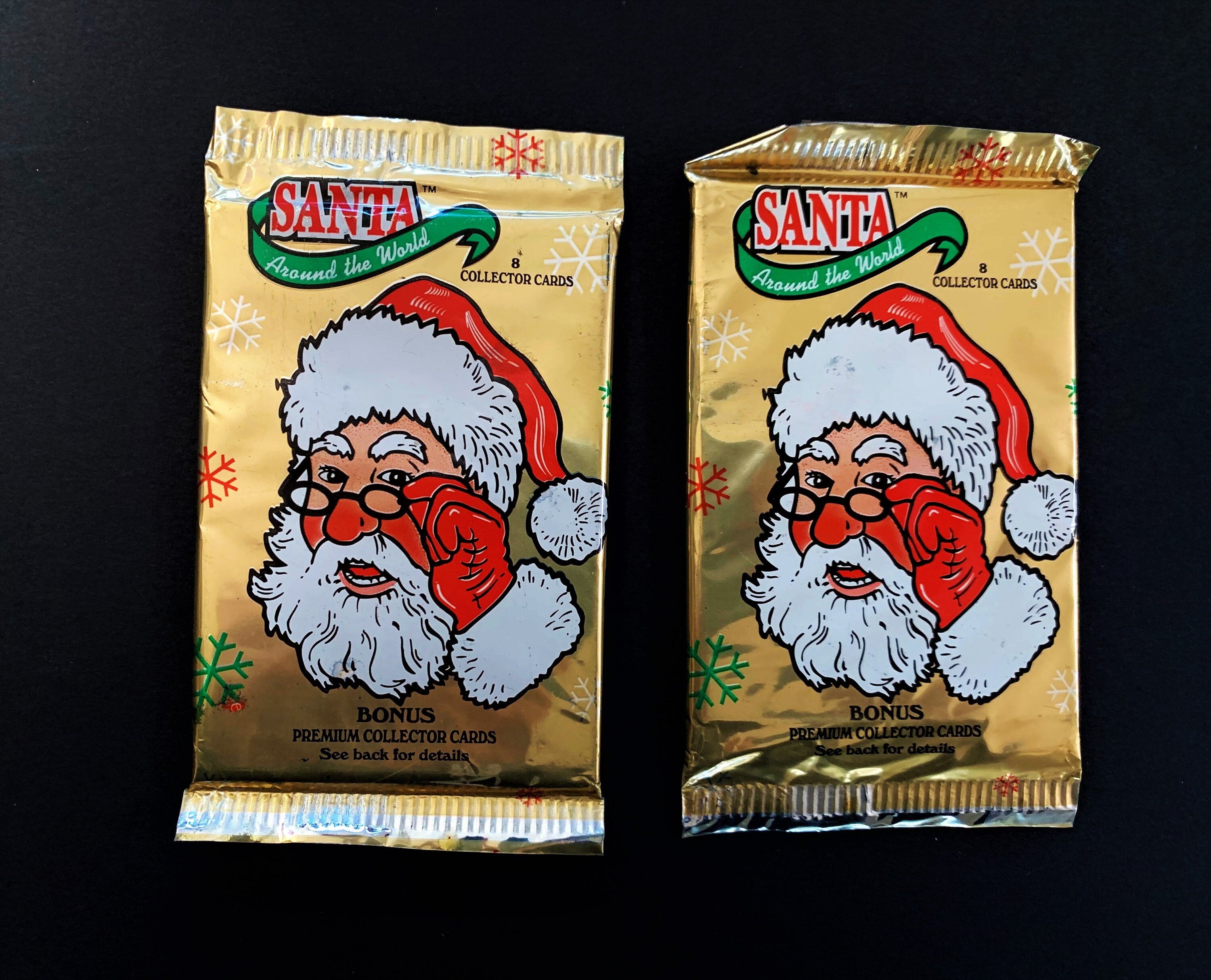 Santa Around the World Trading Cards (1 Pack of 8 Cards), Stocking Stuffers, Family Traditions, Vintage Cards, Santa All Around the World
