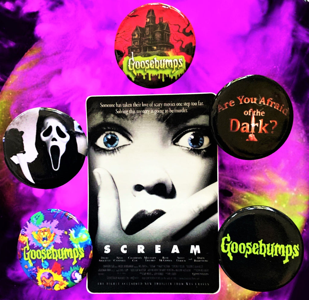 Spooky 90's Themed Buttons, Halloween buttons, 90s Kids