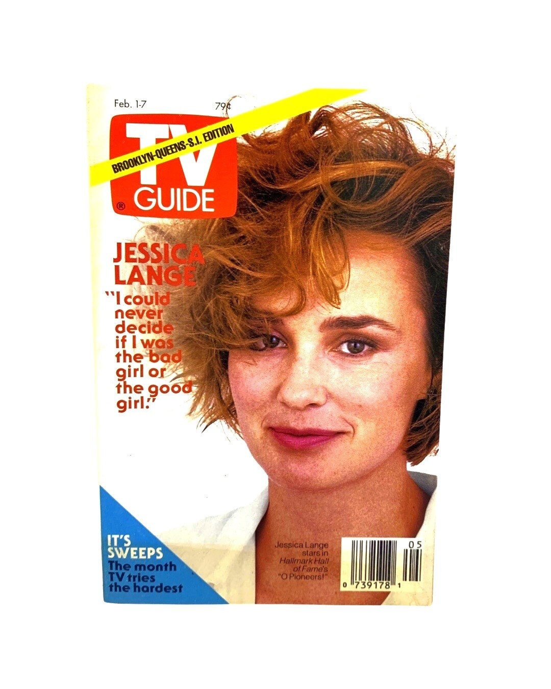 TV Guide 1992 Preowned, Jessica Lange, Charlie Sheen, Whoopi Goldberg, Another World, Nostalgia