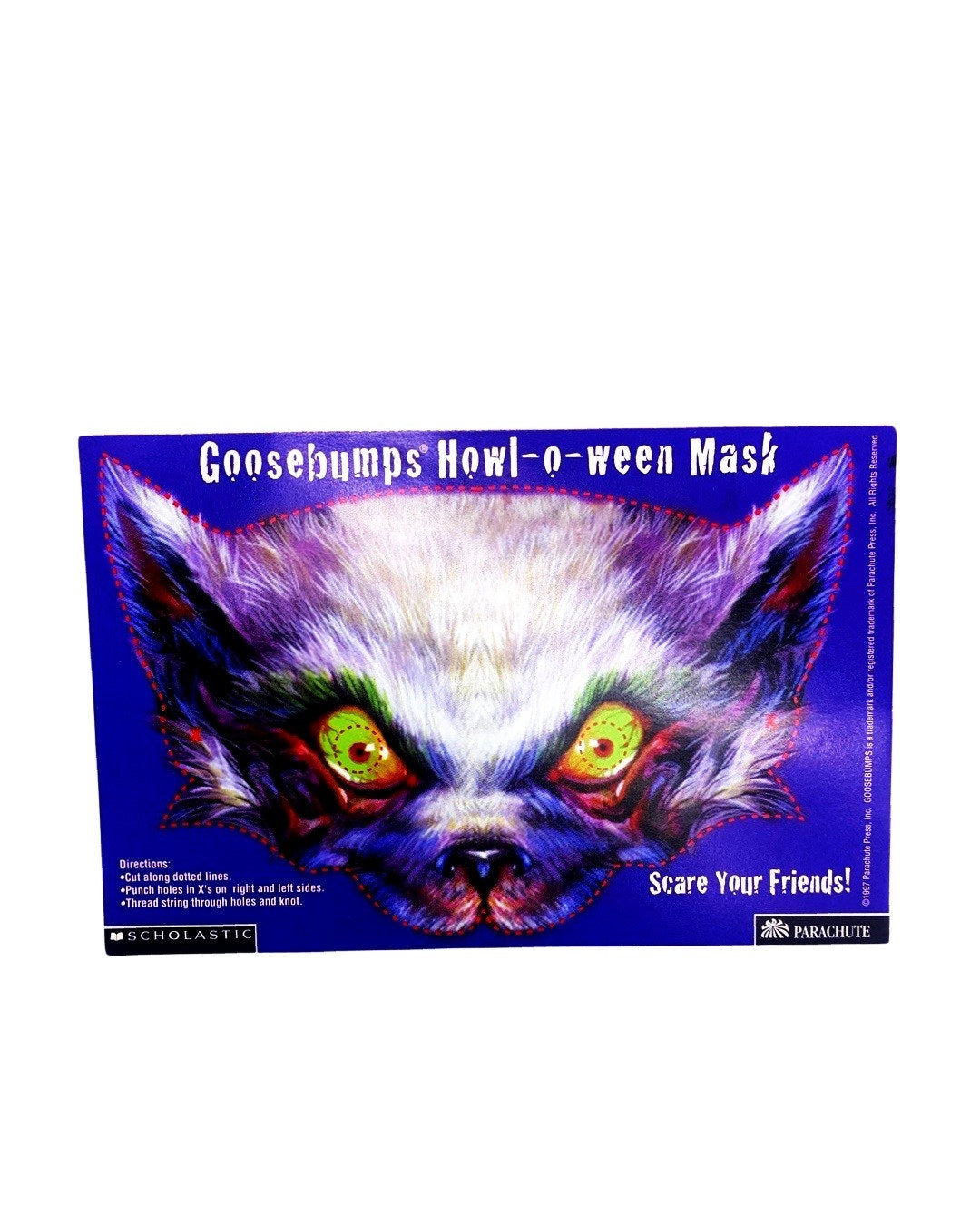 Goosebumps Howl-o-ween Mask, 1997 Insert, Rare