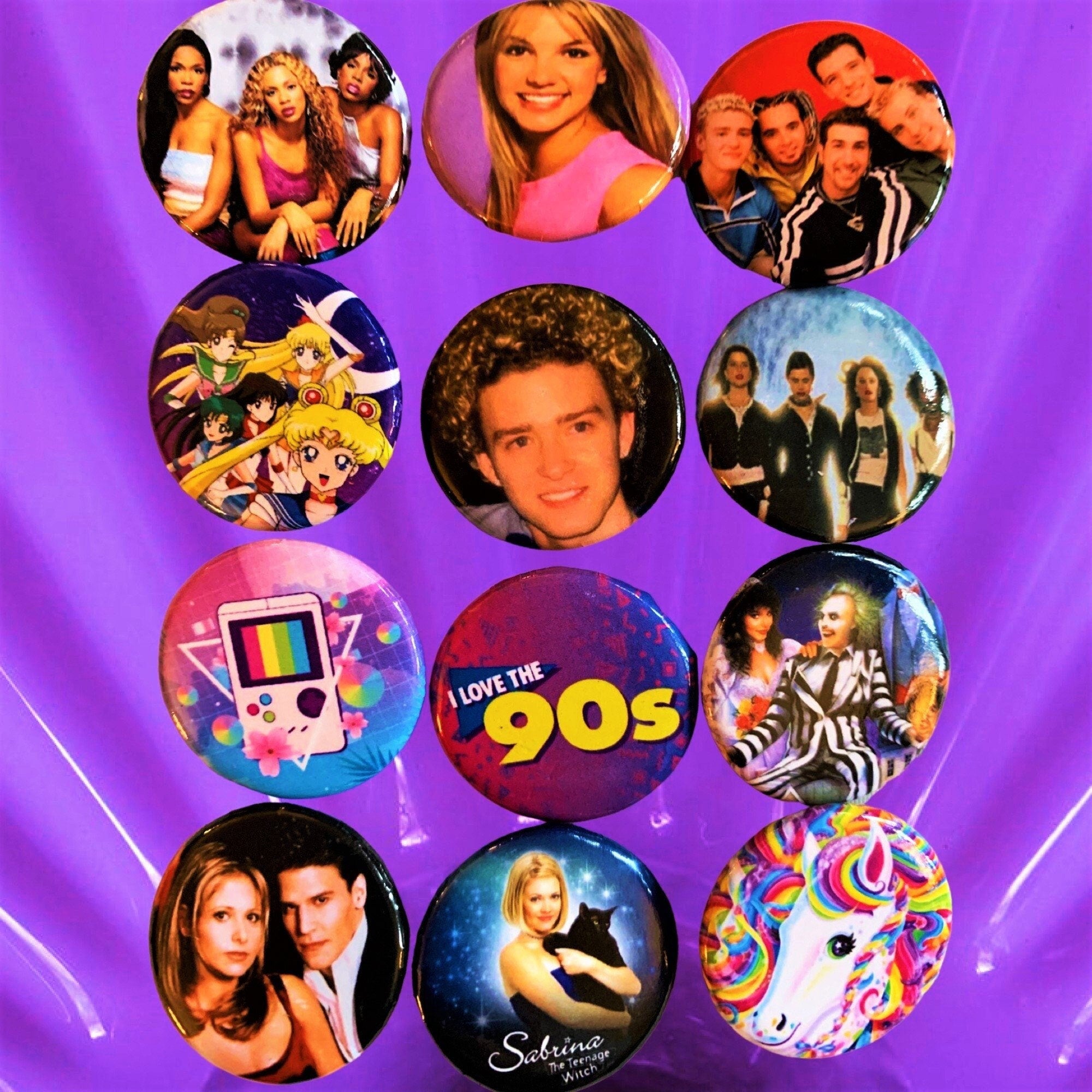90s style Pinback buttons (Choose Your Faves) 90s pins, 90s party, Pinback Buttons