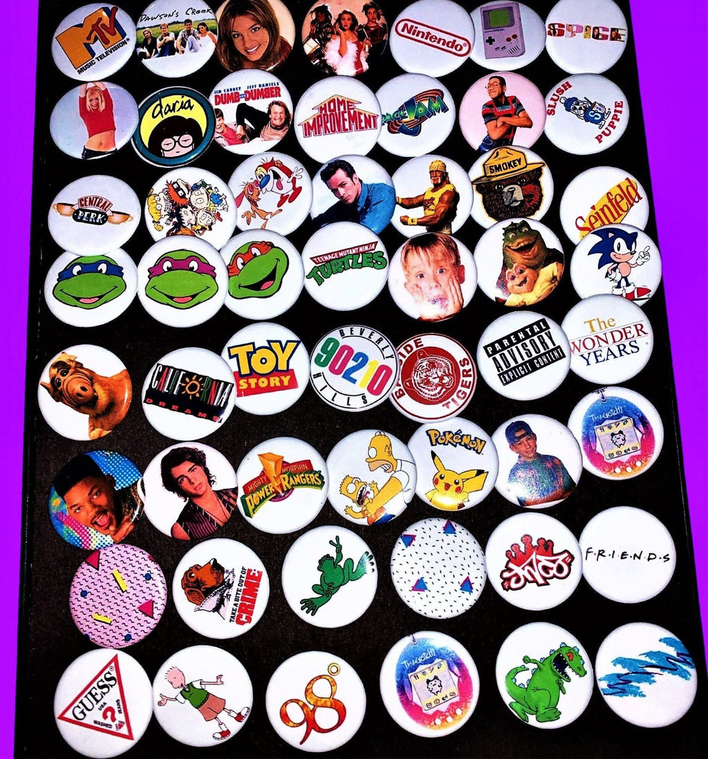 90s style Choose Your Pinback buttons (Choose Your Faves) 90s pins, 90s party, Pinback Buttons
