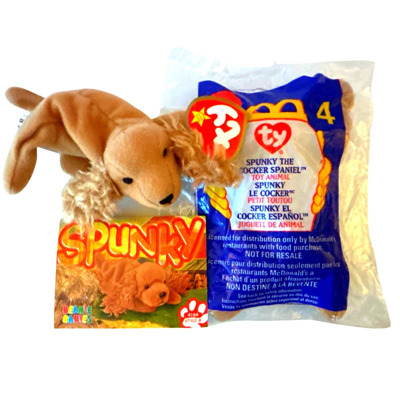 Cocker Spaniel Spunky Teenie Beanie Baby with Trading Card Gift Set