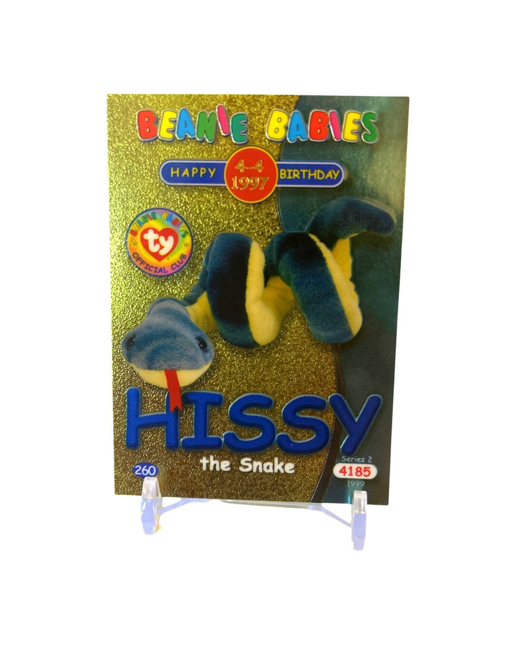 Hissy the Snake 1997 Series 2 Beanie Baby Card, Stocking Stuffers, 90s gifts