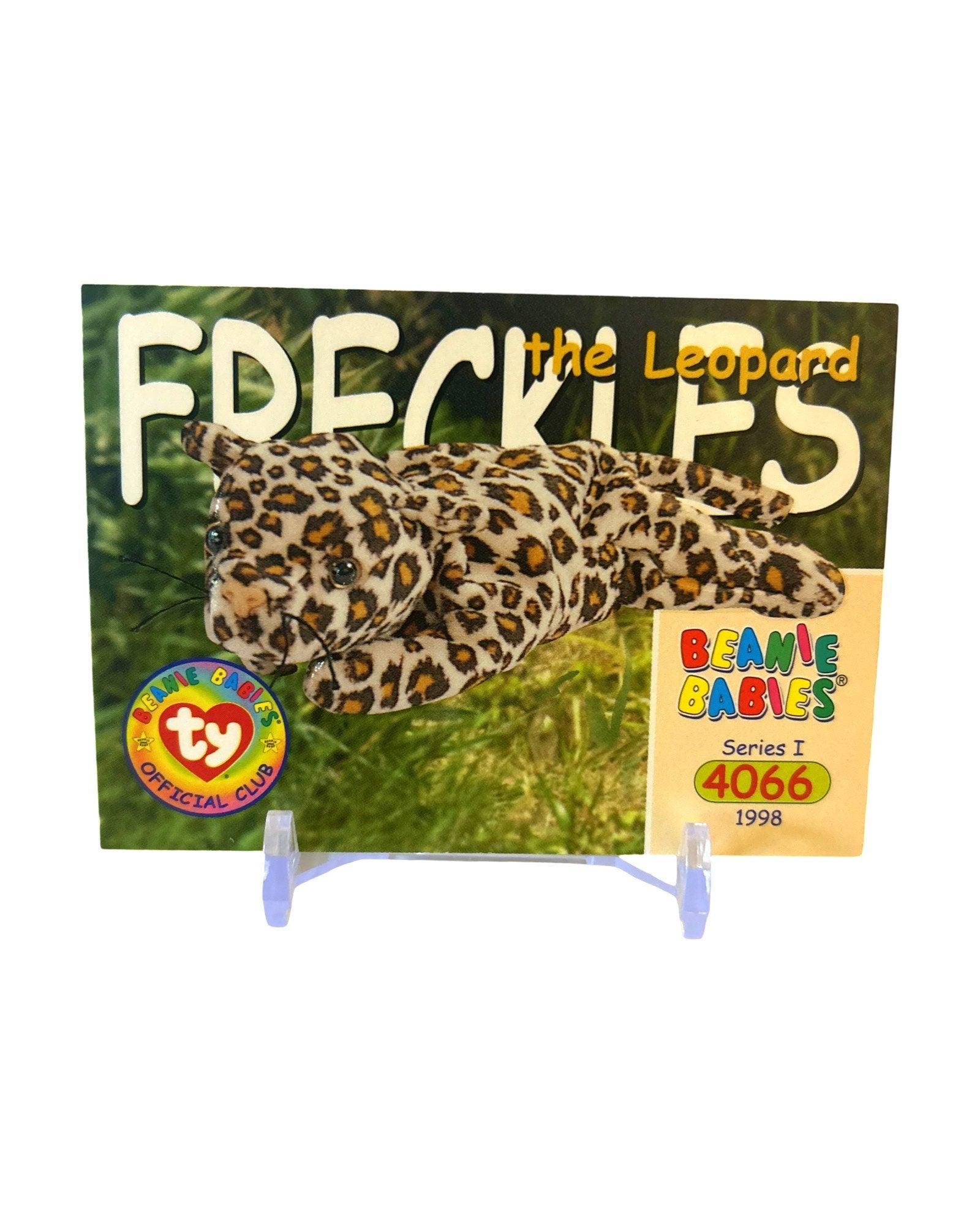 Freckles the Leopard 1998 Beanie Baby Card, Stocking Stuffers, 90s gifts