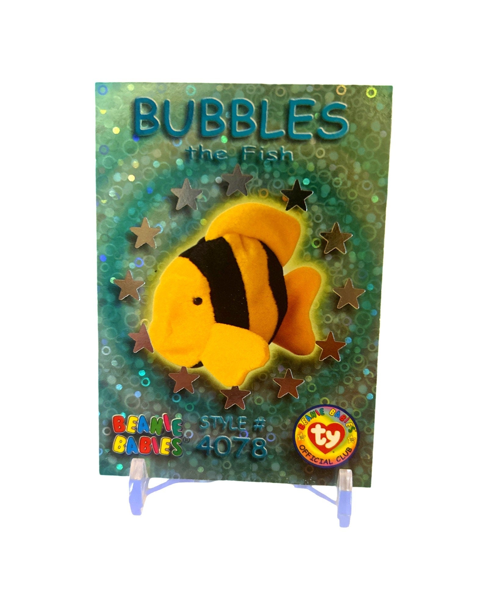 Bubbles the Fish 1999 Foil Beanie Baby Card, Stocking Stuffers, 90s gifts, Birthdate 7-2-95