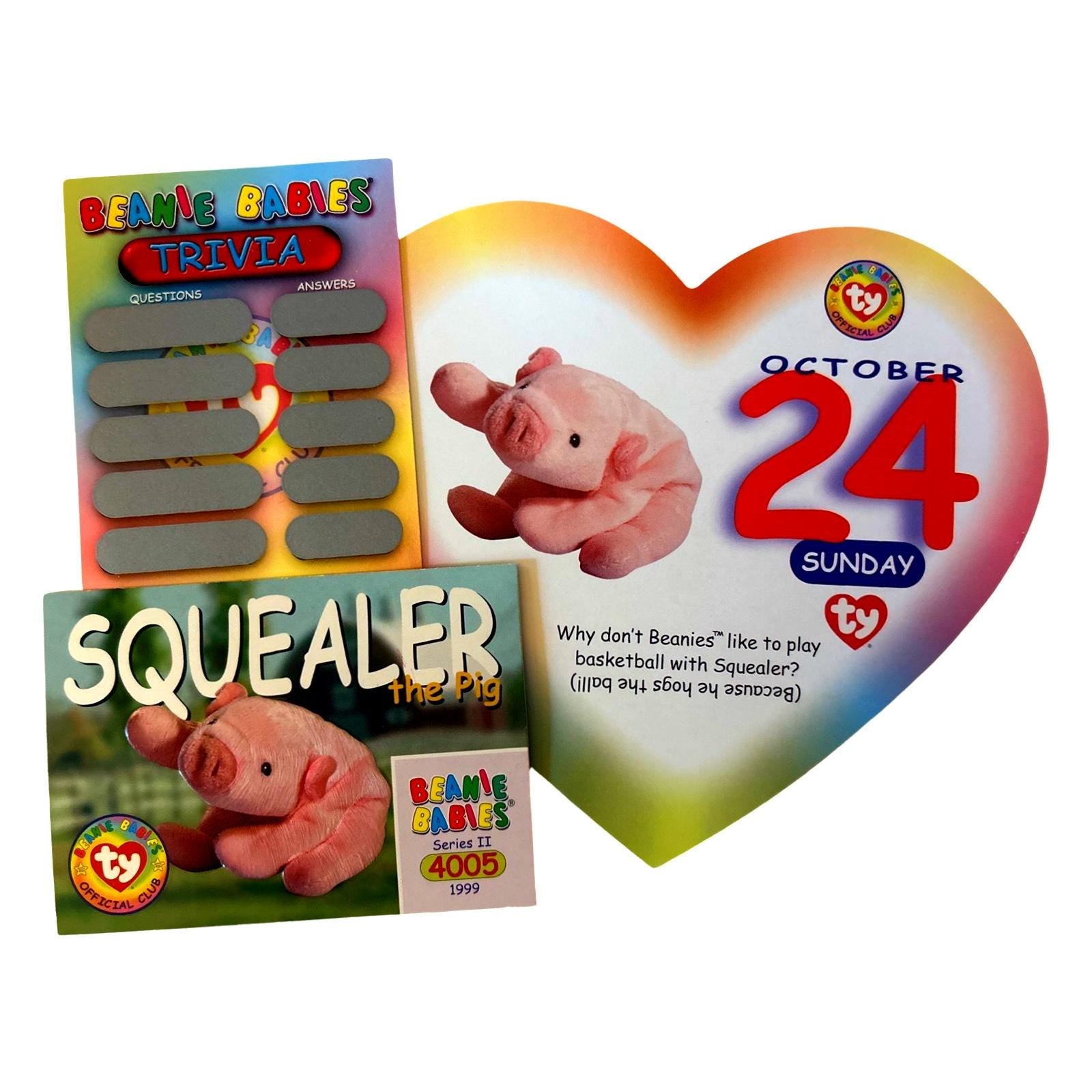 Beanie of the Day (October 24th) Squealer the Pig, Beanie Baby Birthday Telegram Treat, Stocking Stuffers, 90s gifts