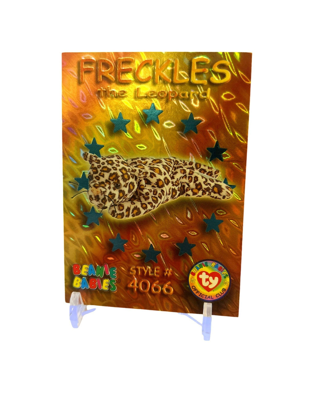 Freckles the Leopard 1999 Beanie Baby Card, Stocking Stuffers, 90s gifts