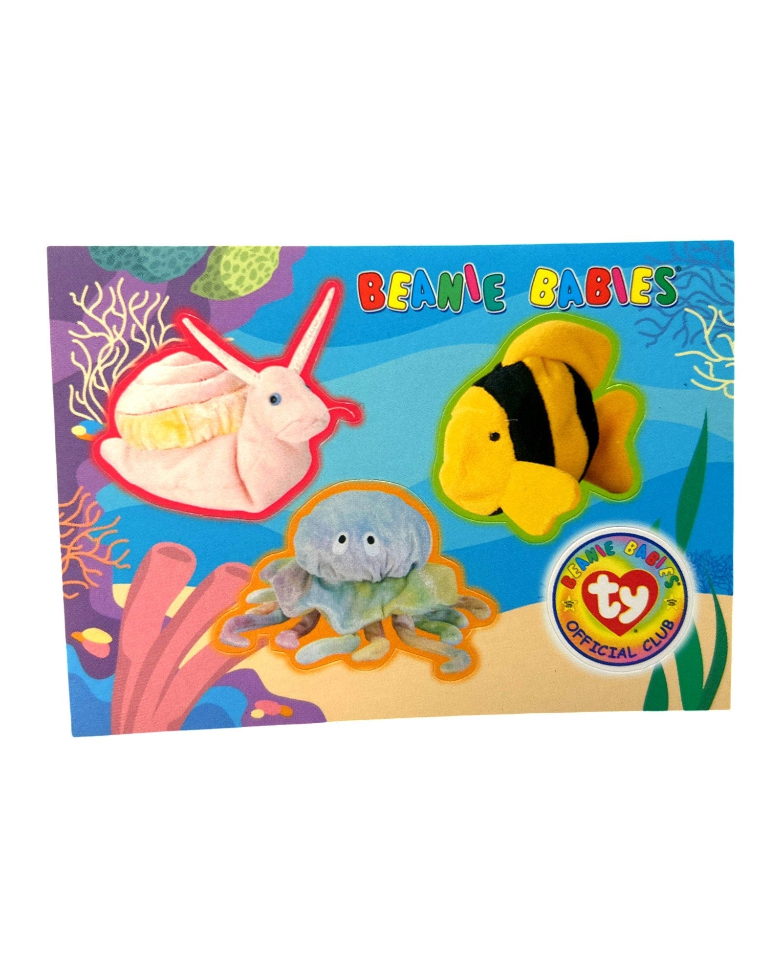 Beanie Baby Sticker Card, Bubbles, Swirly, Goochy, 1999, Stocking Stuffers, 90s gifts
