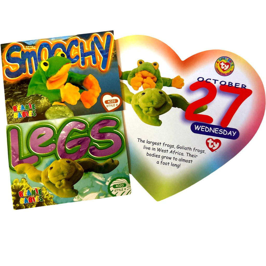 Beanie of the Day (October 27th) Smoochy and Legs Froggies, Beanie Baby Birthday Telegram Treat, Stocking Stuffers, 90s gifts