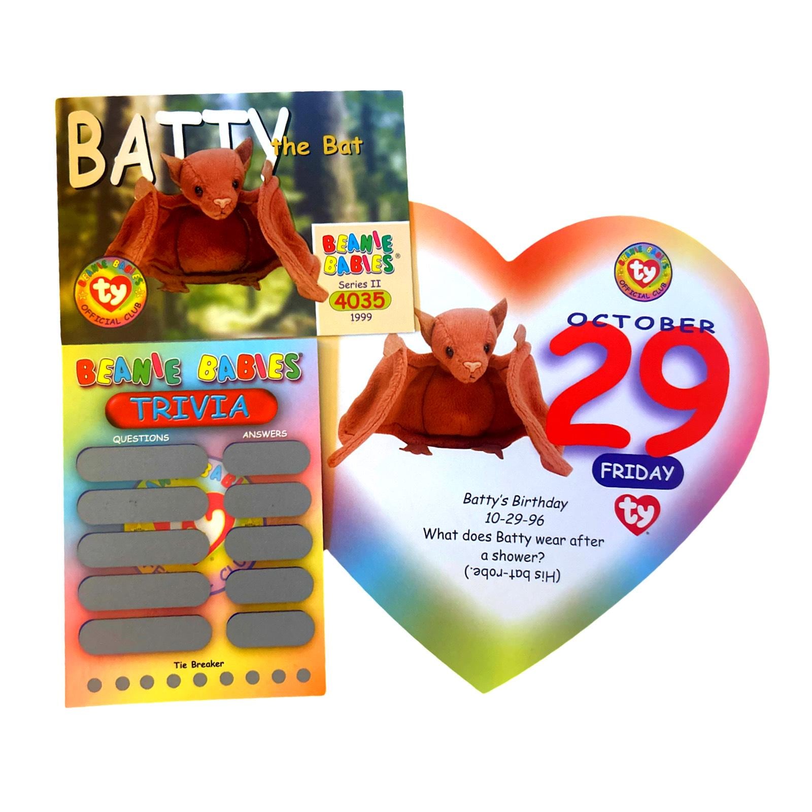 Beanie of the Day (October 29th) Batty the Bat, Beanie Baby Birthday Telegram Treat, Stocking Stuffers, 90s gifts