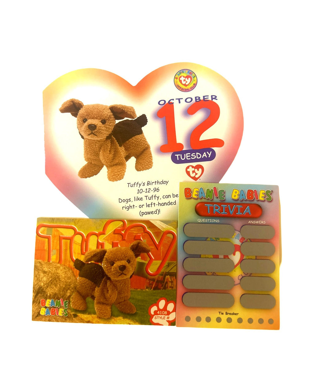 Beanie of the Day (October 12th) Tuffy the Dog, Beanie Baby Birthday Telegram Treat, Stocking Stuffers, 90s gifts