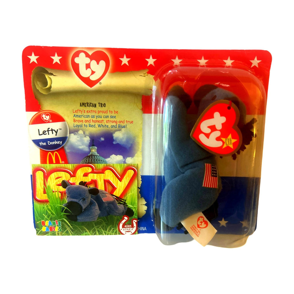Lefty the Donkey Beanie Baby 2000 Gift Set with matching Trading Card