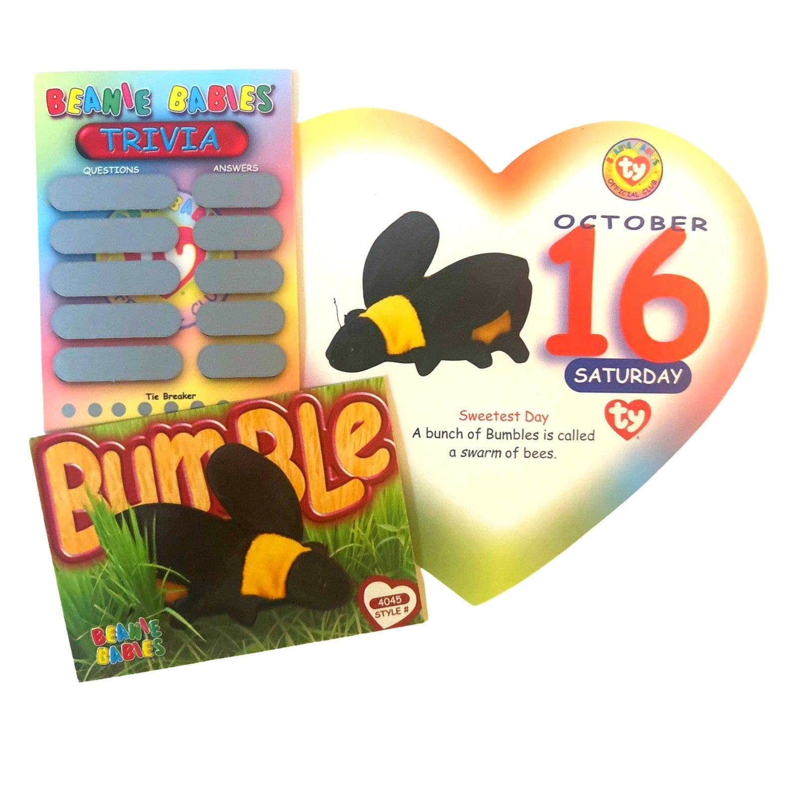 Beanie of the Day (October 16th) Bumble the Bee, Beanie Baby Birthday Telegram Treat, Stocking Stuffers, 90s gifts