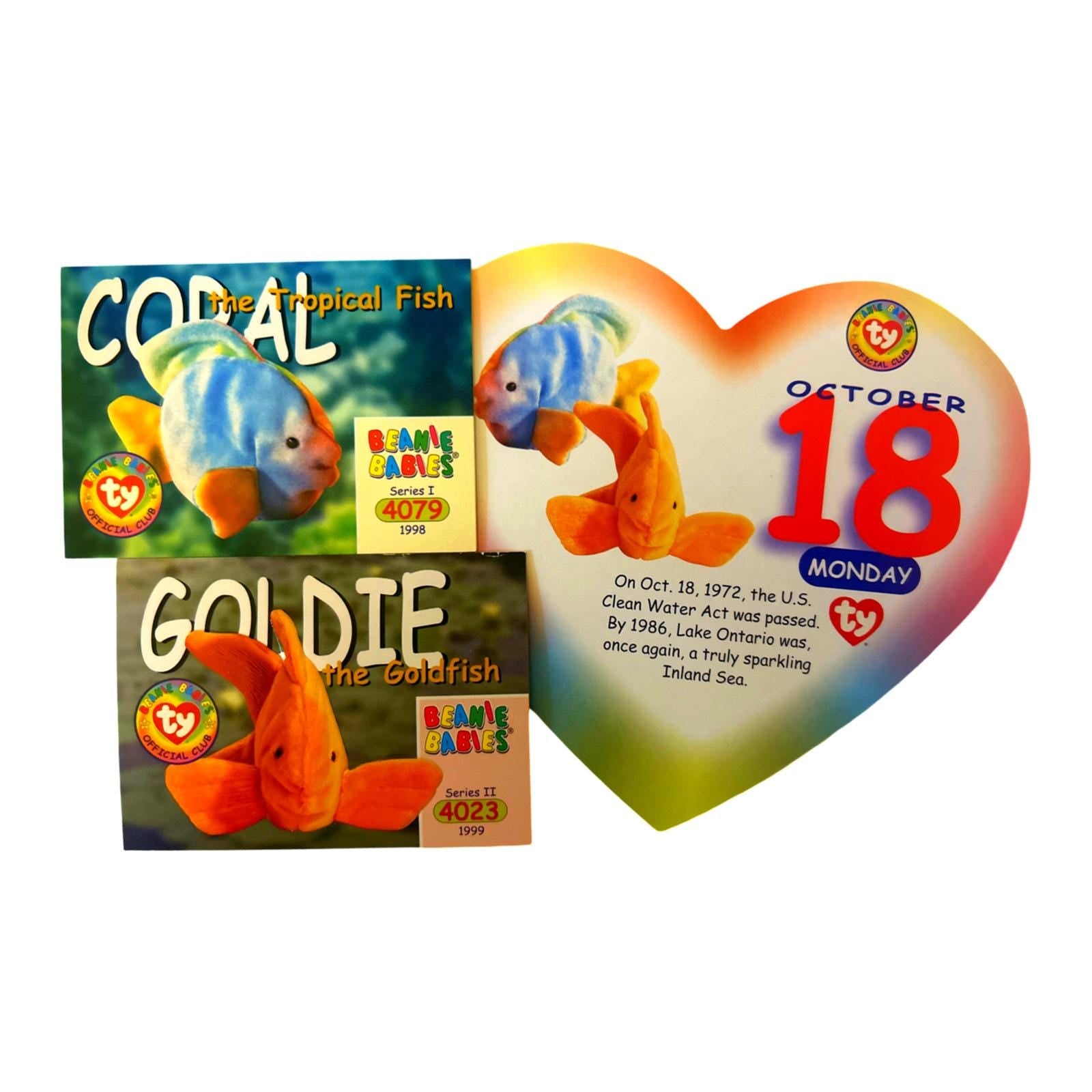 Beanie of the Day (October 18th) Goldie and Coral Fish, Beanie Baby Birthday Telegram Treat, Stocking Stuffers, 90s gifts