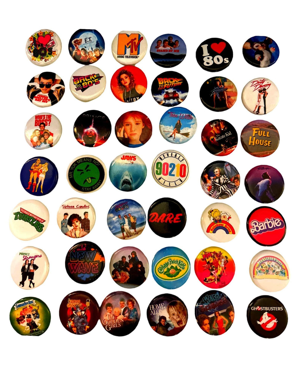 80's Buttons - Pick Your Favorites (1.25 inch) Party Favors