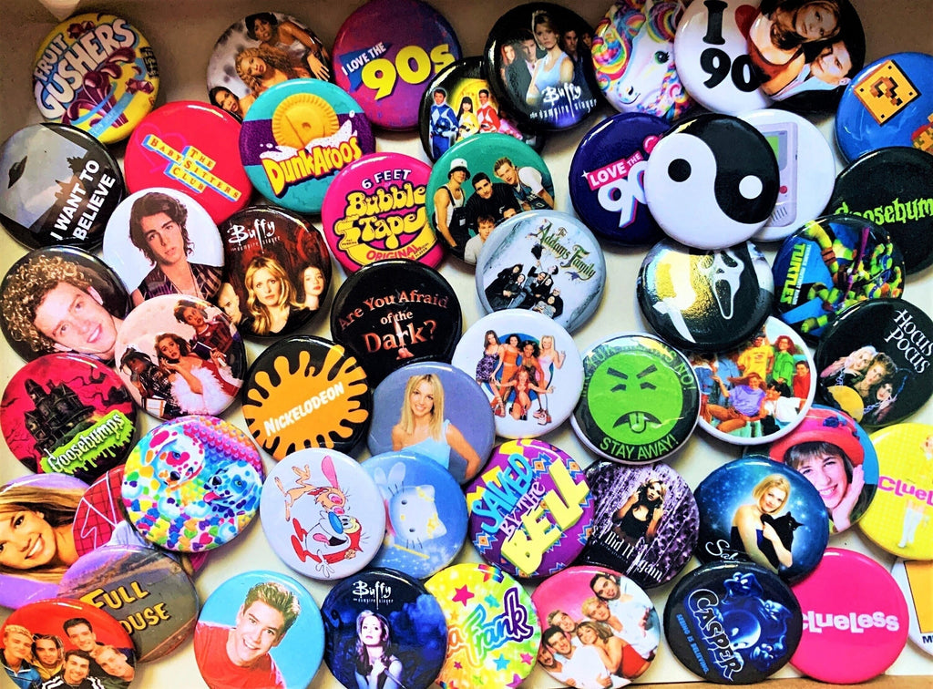 Mystery Scoop of 90's themed Buttons, Party Favors