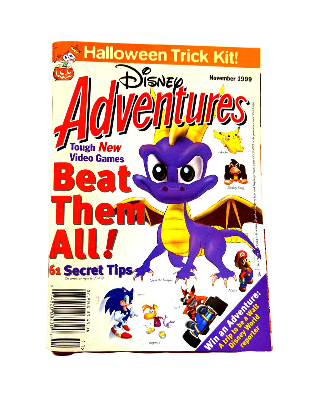 Halloween 1999 Disney Adventures Magazine, Pikachu, Donkey Kong, Mario
