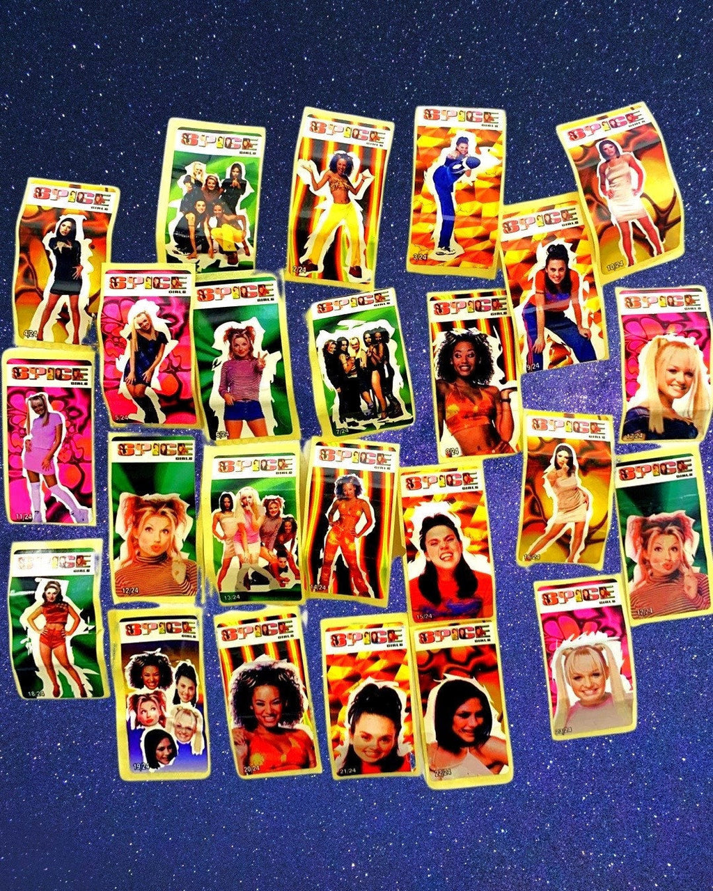 Choose a Spice Girls Sticker From 1997 collection, Ginger Spice, Baby Spice, Sporty Spice, Posh Spice, Scary Spice. NO GUM