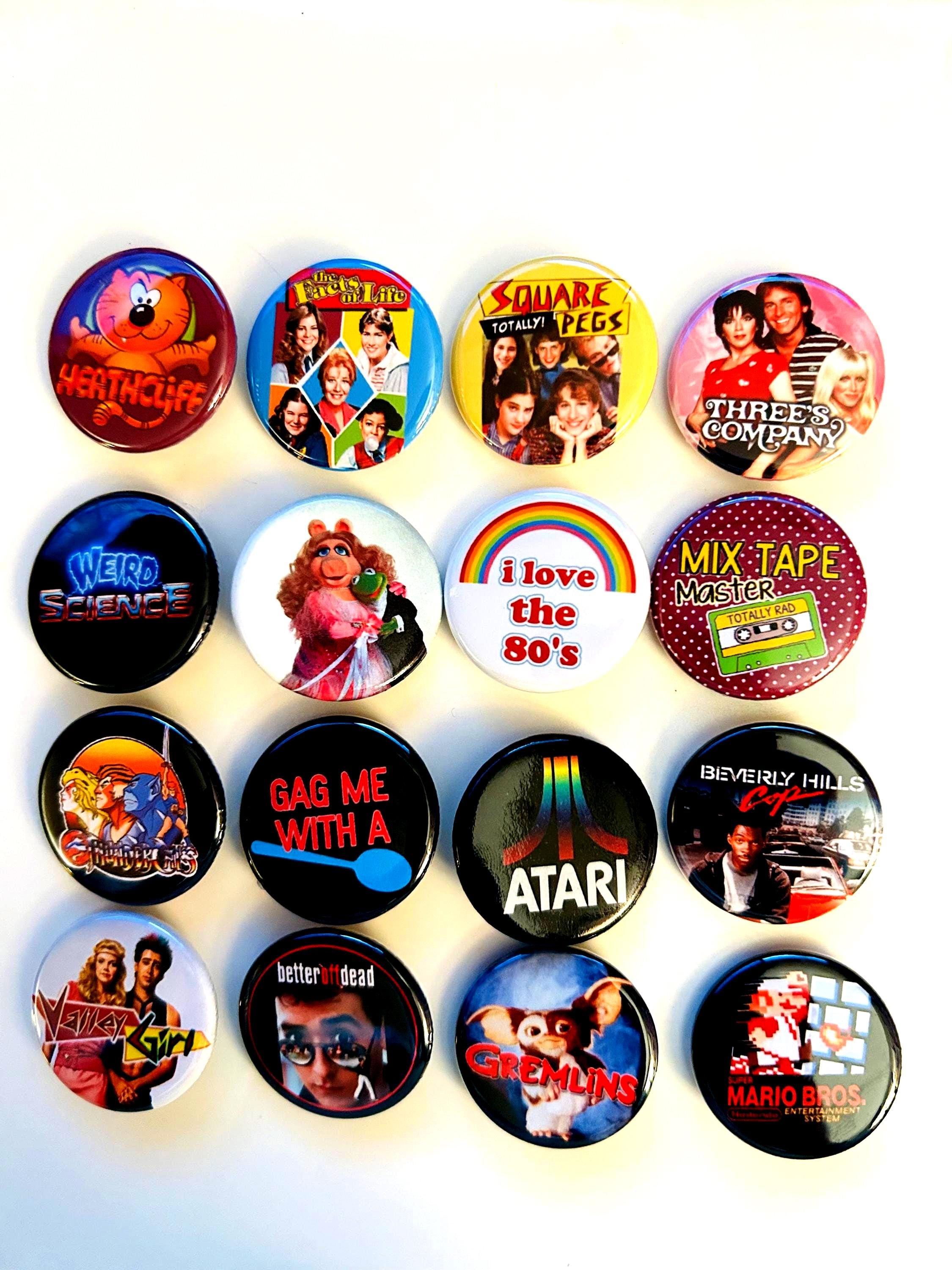 80s style Pinback buttons, Choose Buttons, 80s Party, 80s Party Favors, 80s Button