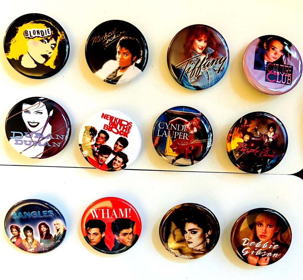 80s Party Buttons 1.25 inch - Pick Buttons