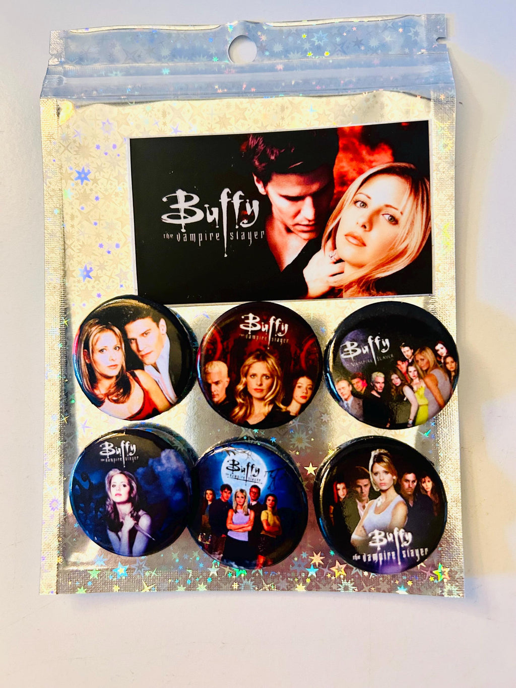 Buffy Six Buttons and Sticker