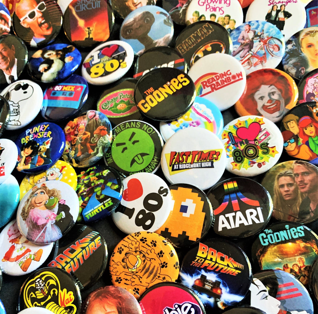 80s Party Pinback Buttons, Mystery Scoop Set